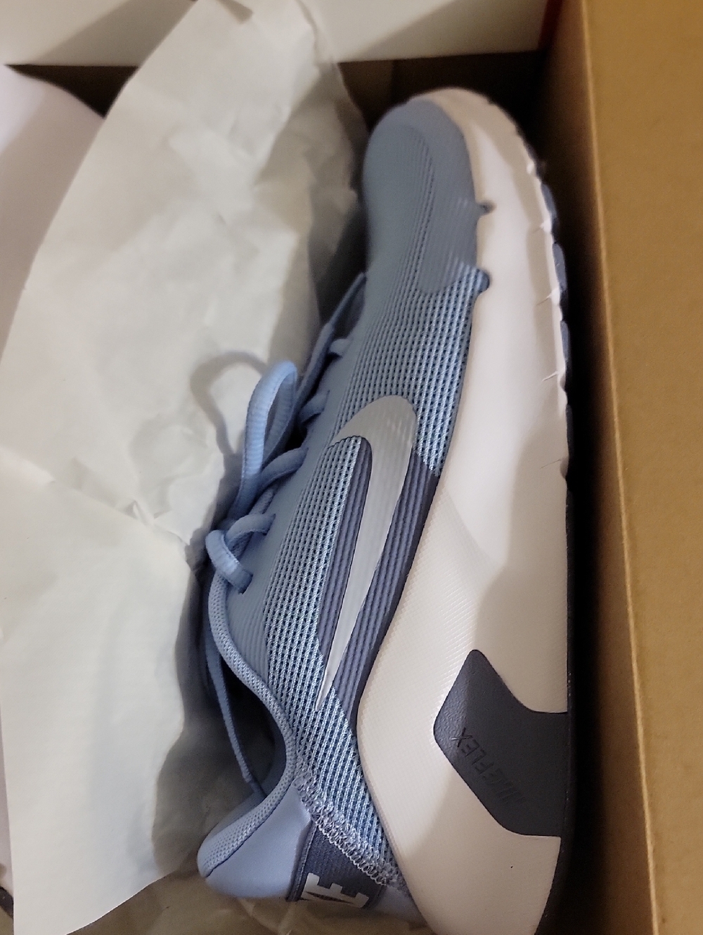 Nike Air Max Bolt Sky Blue and White Mesh Running Shoes with Silver Swoosh  7.5